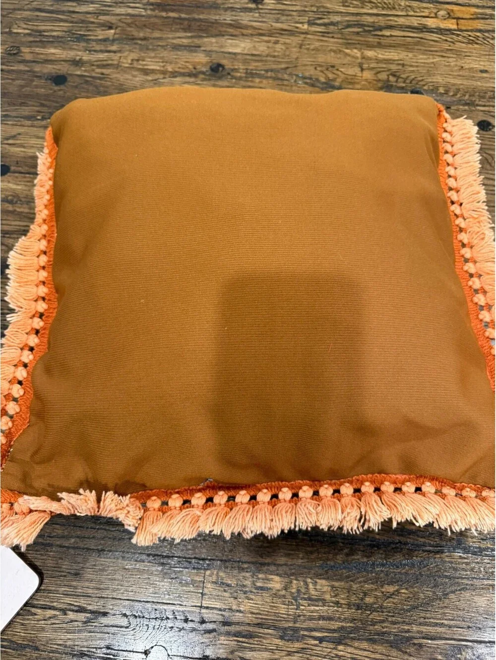Cotton Patchwork Quilted Throw Pillow with Fringe Trim